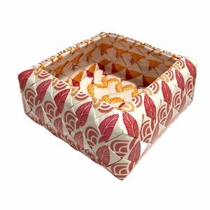 Handmade Storage Bin Small Orange Pink Arch Leaf Multipurpose Multi-use